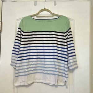 Talbots Mint Green and Blue Striped Long Sleeve Top size XLp (petite)